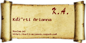 Kürti Arianna névjegykártya